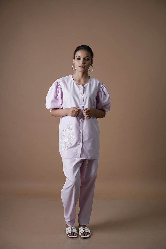 CASUAL MAUV-Lilac Co-ord WITH THREAD EMBROIDERY AAS Couture