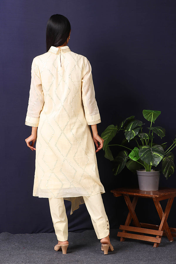 Classy Cream Kora Colour Kurta Set | AAS Couture