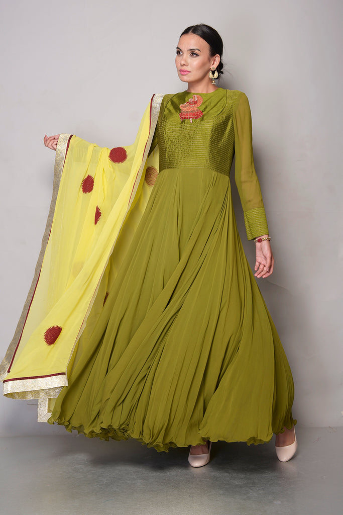 AAS Couture Anarkali with contrast dupatta