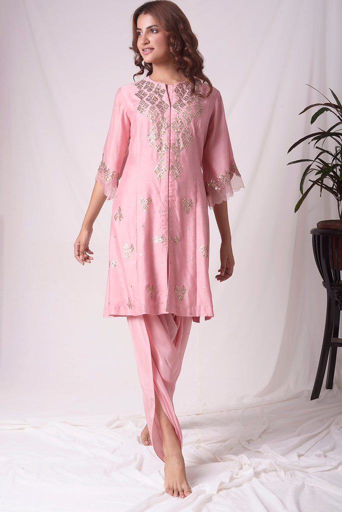 PINK COTTON SILK A-LINE SUIT SET  AAS Couture