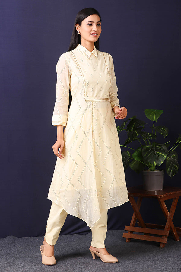 Classy Cream Kora Colour Kurta Set | AAS Couture