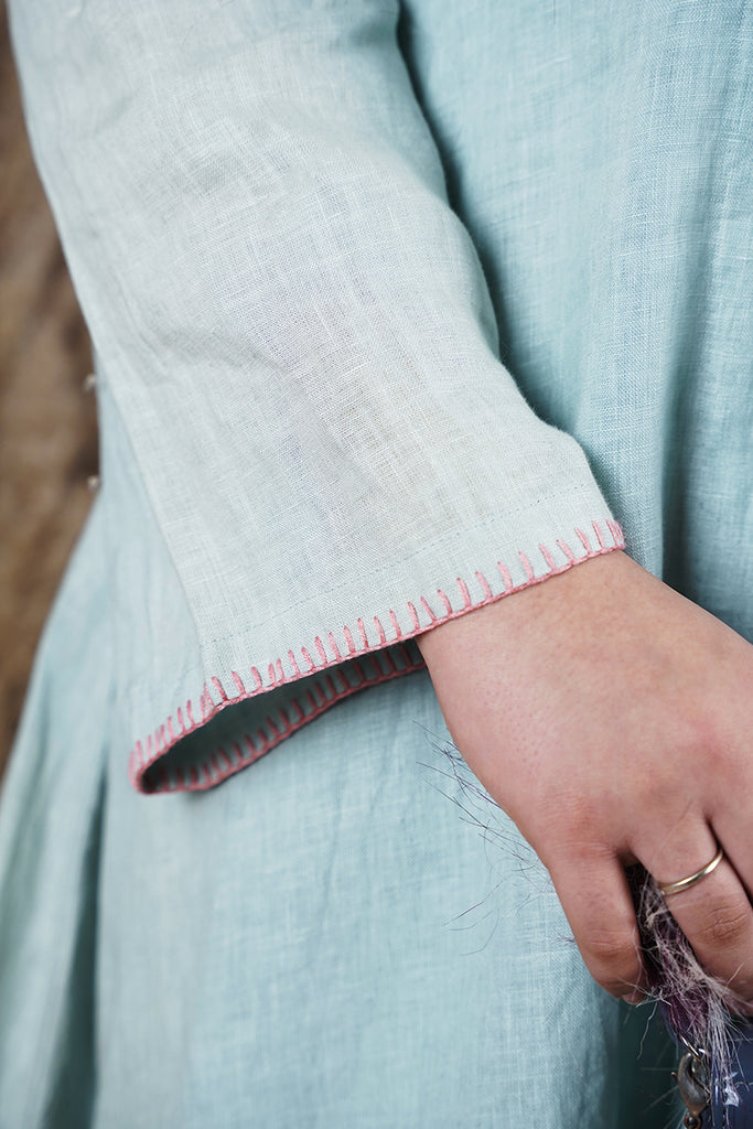 Pure Linen Aqua Dress AAS COUTURE