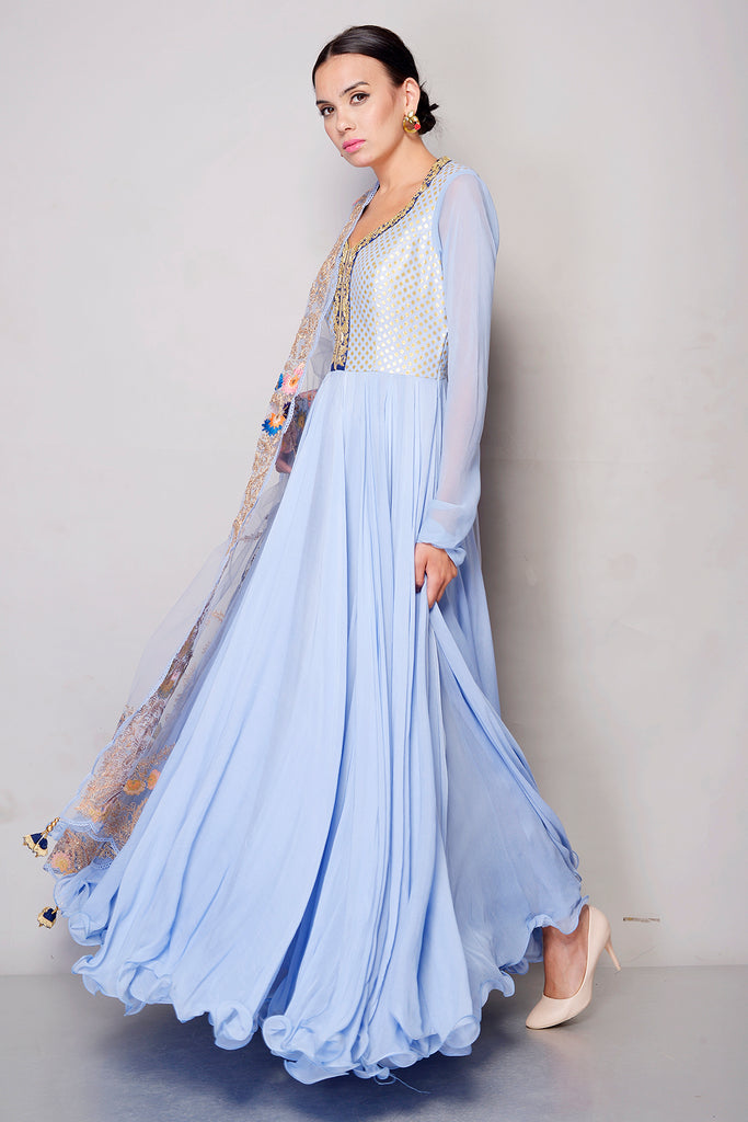 Silk Chanderi anarkali AAS Couture