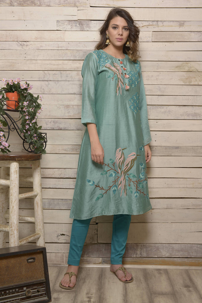 Beautiful One Sided Blue Kaftaan | AAS Couture