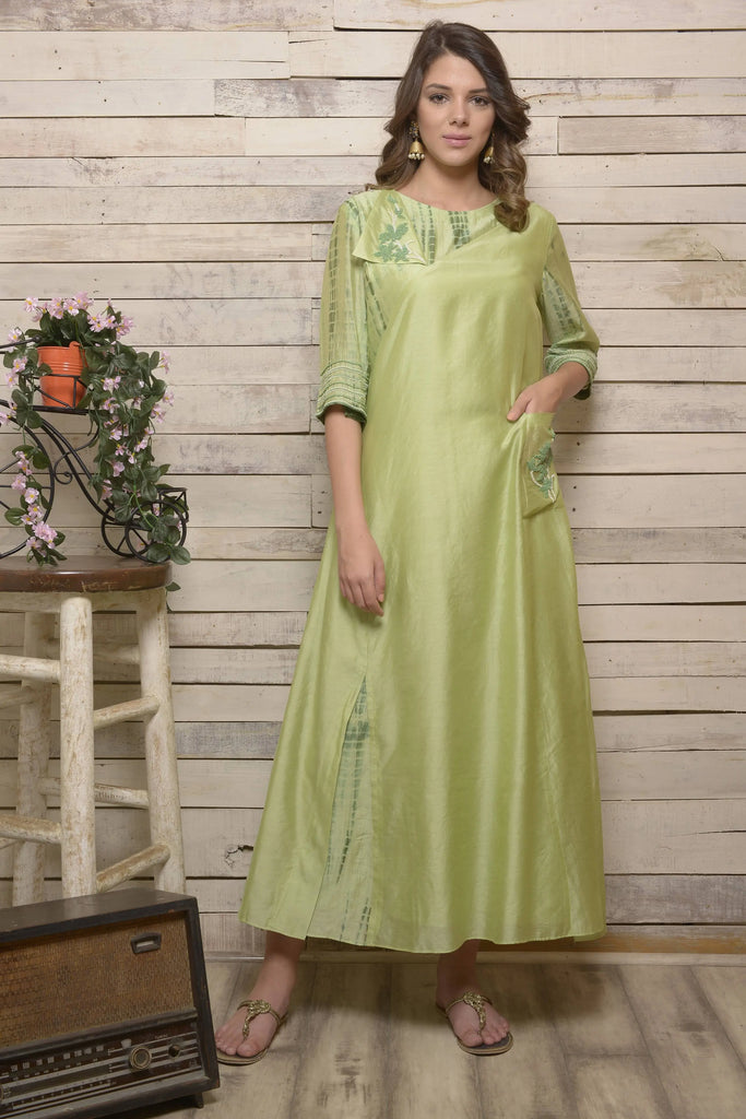 Exclusive Green A-line Maxi Dress | AAS Couture