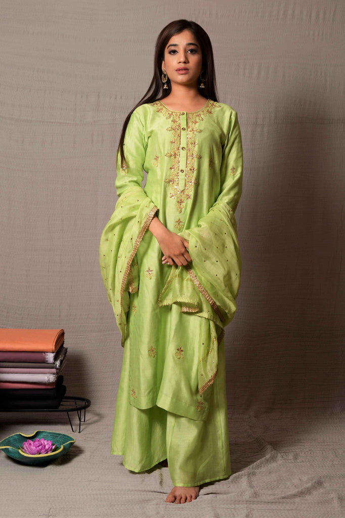 Gorgeous Green Gota Work Kurta and Palazzo | AAS Couture