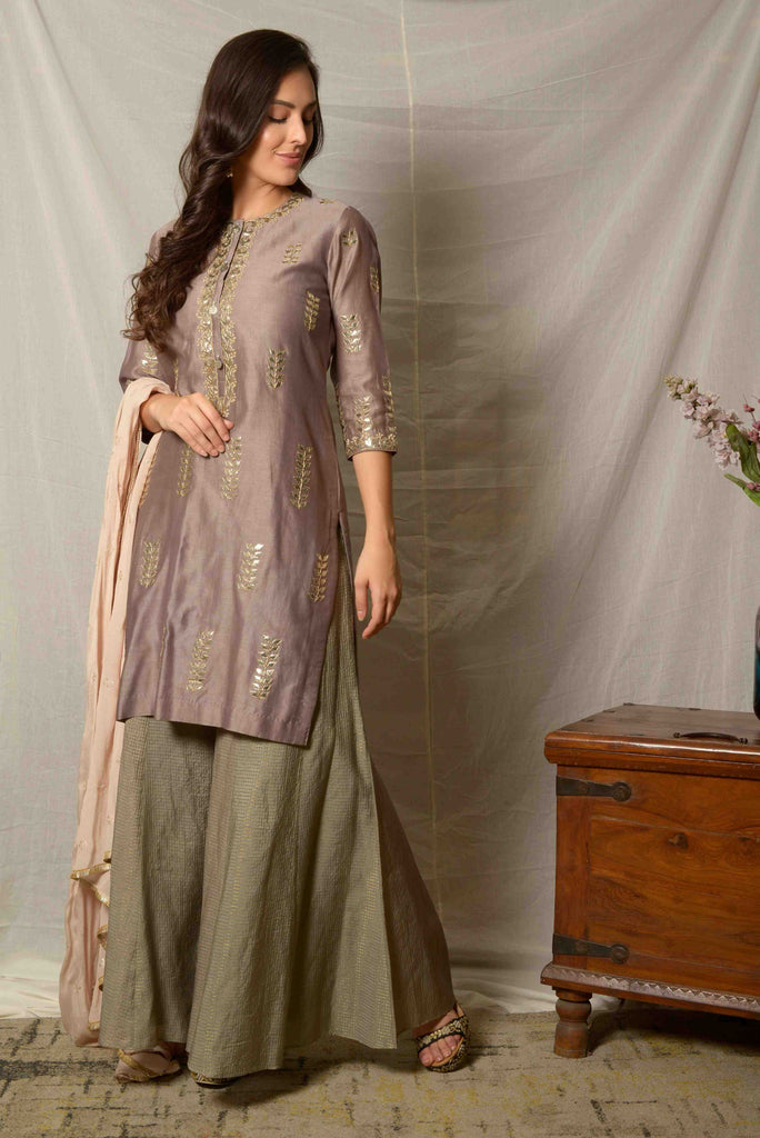 Gorgeous Grey Gota Sharara Suit Set | AAS Couture