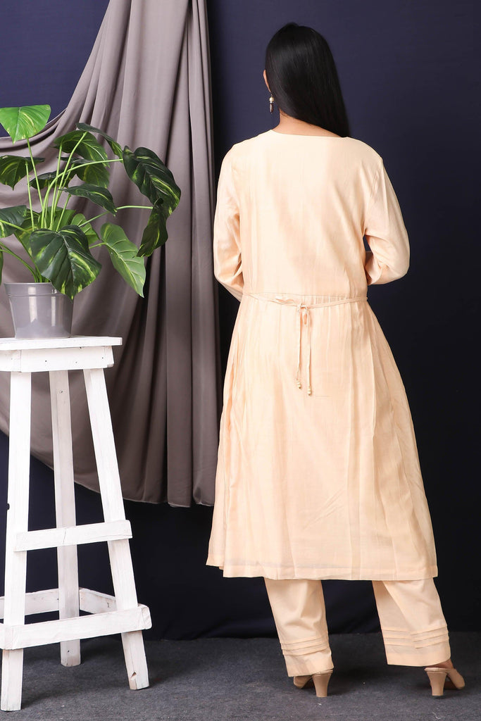 LUCKNOWI PEACH- KURTA SET | AAS Couture