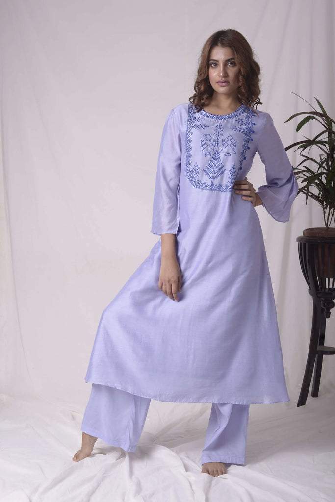 Lavender Kasuti Kurta Set AAS Couture