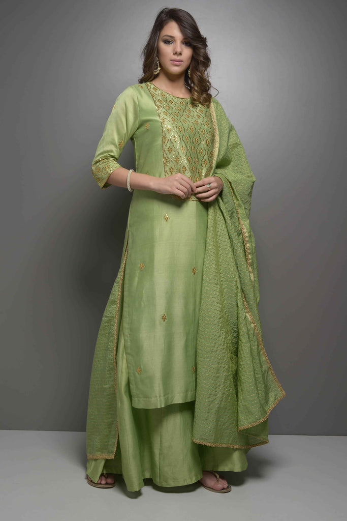 Elegant Mehendi Green Ensemble  AAS COUTURE