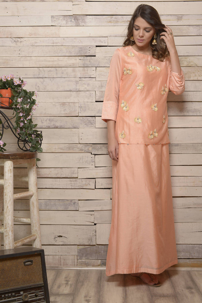 Peach double layer dress AAS COUTURE