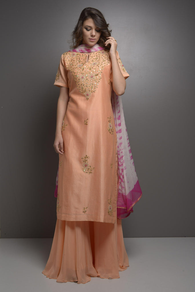 Kurta set Peach Sharara Set AAS Couture