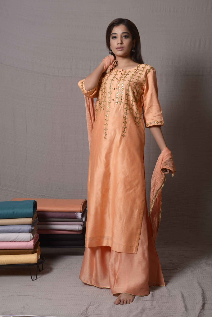 Peach Gota Patti Kurta with Plazzo AAS Couture