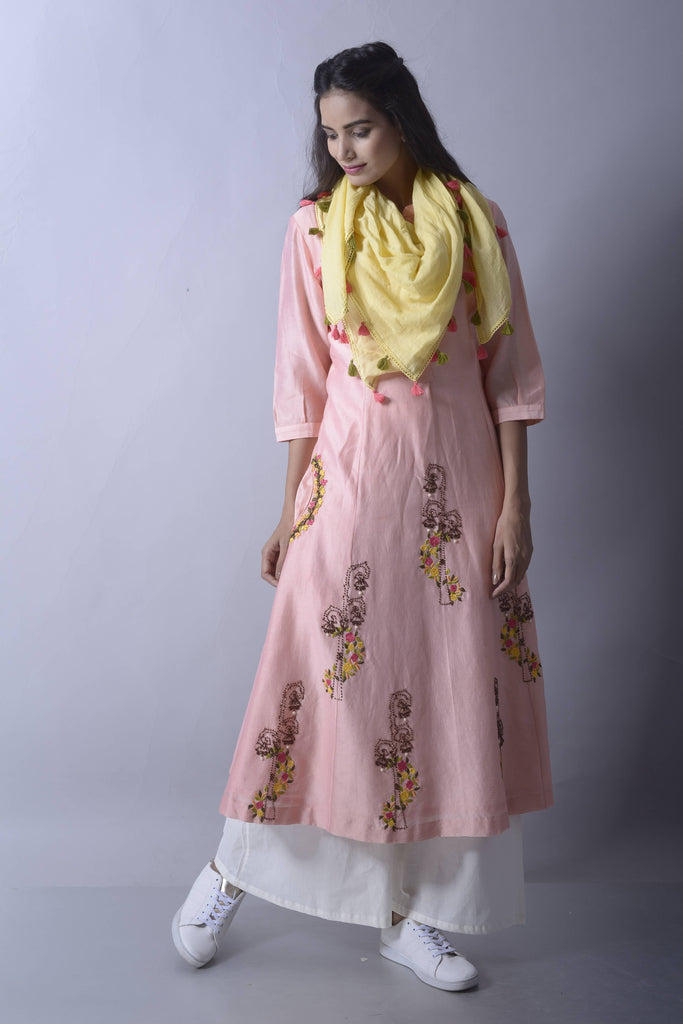 Pink Off white Kali Cut kurta set AAS Couture