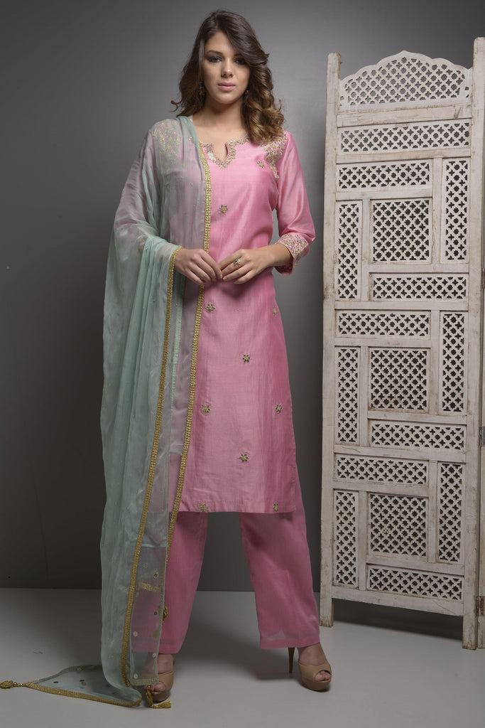 Pink Gota Kurta With Plazzo Set AAS COUTURE