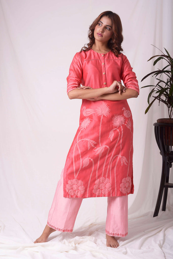 AAS Couture Beautiful Red Silk Chanderi Kurta with Pants 