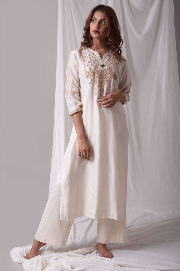 Dori and Sequence Embellished Chanderi Kurta Set AAS Couture