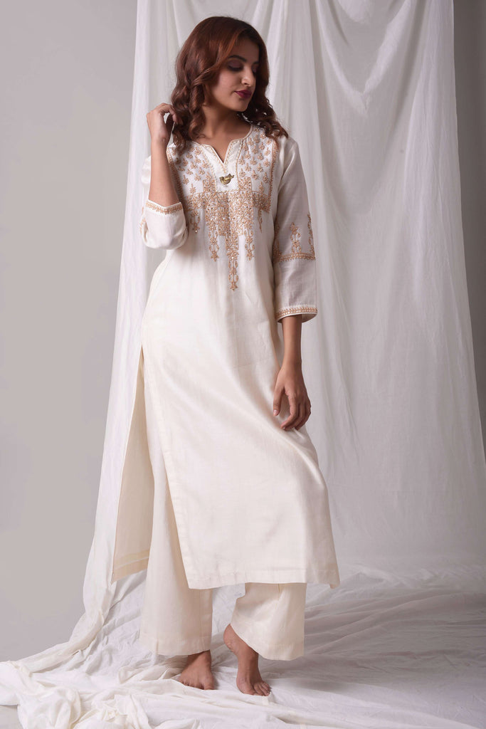 Zardozi Embellished Chanderi Kurta Set | AAS Couture